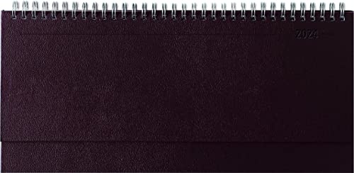Tisch Querkalender Balacron rot 2024, Büro-Planer 29,7x13,5 cm mit Registerschnitt, Tisch Kalender, verlängerte Rückwand, 1 Woche 2 Seiten, Rot