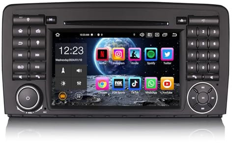 Erisin 8-Kern 4GB RAM+64GB ROM Android 14 Autoradio Bluetooth GPS Navi für Mercedes-Benz R-Klasse W251 7 Zoll Touchscreen Kabelloses CarPlay Android Auto DAB+ CD DVD Player FM Radio DSP WiFi TPMS RDS