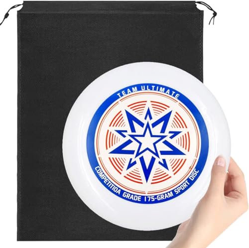HONGECB Frisbee Ultimate, Wettkampf Scheibe, aus Bio Kunststoff, Professionelle Wurfscheibe mit Aufbewahrungstasche, Stabiler Flugbahn (Frisbee & Aufbewahrungstasche (Typ A Aufkleber))