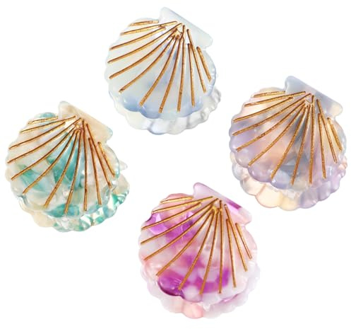 Kichvoe Kleine Muschel Haarklammern 4 Stück Mini Klauenklammern Haarschmuck Styling-Accessoires Für Dünne Dicke Haare Baby Mädchen Frauen