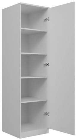 Home Collective Garderobenschrank Garderobe Mehrzweckschrank weiß 50cm Breite 180cm Höhe mit Kleiderstange und Extra-Fach, Kleiderschrank Organizer aus MDF Holz