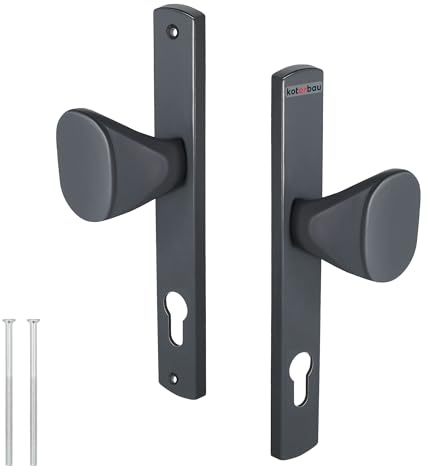 KOTARBAU® Türknauf nicht drehbar, Langschild Garnitur 90 mm, PZ | Türbeschlag für Außentür & Innentür, Haustürgriff, Türgriff Profilzylinder, Gartentor Griff, Aluminium, Anthrazit