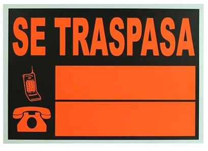 Super Mundo - Cartel Se Traspasa 35x50 cm ideal Inmobiliaria Cartel Traspasa Resistente de PVC Reflectante Señal Se Traspasa para lugares públicos y exteriores Colores (35x50 cm)