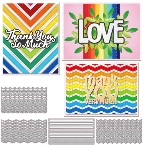 GLOBLELAND Rectangular Strips Background Cutting Dies for Card Making Metal Lace Border Wave Frame Die Cuts Cutting Dies Templates for Scrapbooking Journal Embossing Paper Craft Decor