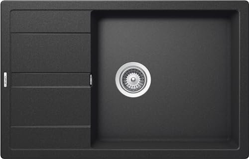 SCHOCK | Fregadero de cocina Primus D100XS 1 bañera grande con escurridor pequeño, bañera reversible, material Cristalite®, antracita, 780 x 500 mm | Bañera reversible; Material Cristalite®; Antracita; 780 x 500 mm