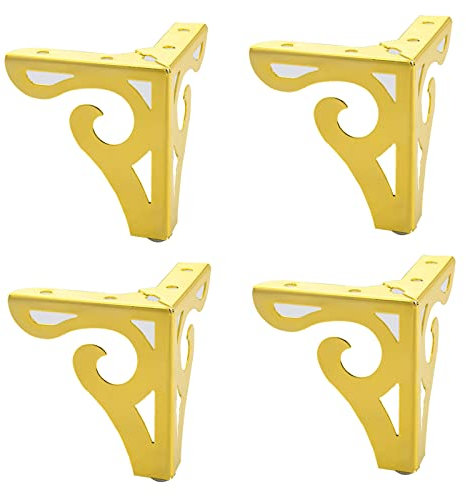 DUDUQZC 4 Stück Neue europäische antike Geschnitzte Hohle Möbelbeine Schrank Schrank Möbelfüße Dreieck TV Couchtisch Füße Stützstativ. (10 cm, Gold)