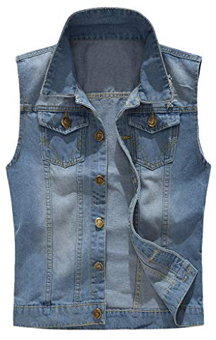Ärmlös väst herr utomhus – jeansväst herr blå – ledig ärmlös väst plus storlek destoryed jeansjacka vår kofta ytterkläder denim väst topp sommar överdimensionerad denim jacka, blå, 5XL