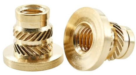 Einpressmuttern Kupfer-Gewinde-Muttereinsätze M2 M2,5 M3 M4 M5 M6 M8 Notebook 3D-Druck Flansch T-Muttern Rändelgewinde Heißschmelz-Heizeinsatzmuttern(50PCS,M4x5.6x6.3x7.1)