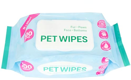 Navoys Pack of 100 Pet Wipes - Pet Supplies, Dog Cleaning Wipes, Aloe Vera Kitten Wipes, Resealable Pack, For Cleaning Pets Face, Ears & Body