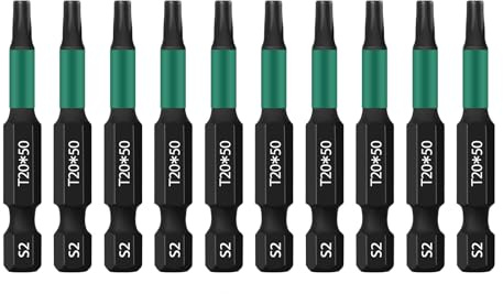 UBESTHS Torx Bit T20, Schraubendreher Bits Set 10 Stück, 1/4 Sechskantschaft, 50mm Länge mit Box