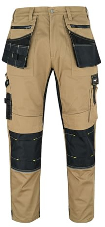 SPARK X Work Trousers Men - Heavy Duty Professional Work Utility & Safety Trousers with Holster Pockets- Cargo Pants Men Workwear Trousers with Knee Pad Pockets - Black - 310gsm