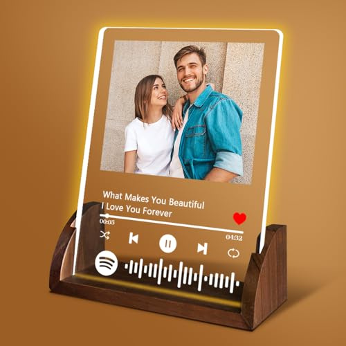 Cozifitgear Placa Spotify Personalizada-Diseño con Código escaneable de Canción. Regalo de Cumpleaños Original, Regalos Pareja, Aniversario, San Valentín,Navidad,Regalos Personalizados