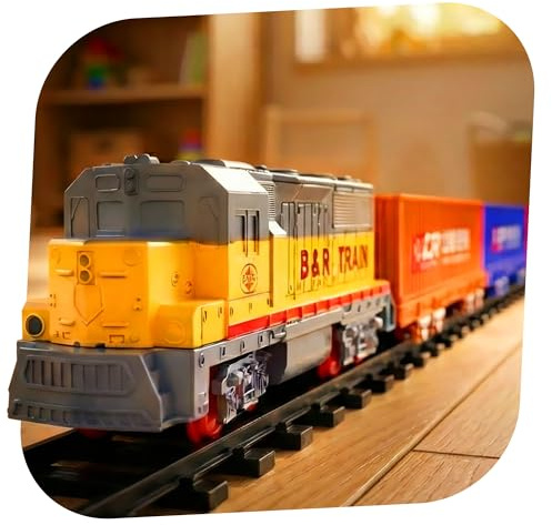 Elektrische Modelleisenbahn mit Sound und Licht, Lokomotive mit 4 Waggons, 12 Gleisen und ca. 3,5 m Strecke, Ready-to-Drive Sammlermodell für Modellbau-Fans, ab 14 Jahren
