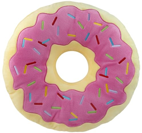 United Labels Donut Kissen rund, Kopfkissen 40 cm, Sofakissen Rosa, Plüsch Dekokissen, lustiges Geschenk für Kinder und Erwachsene