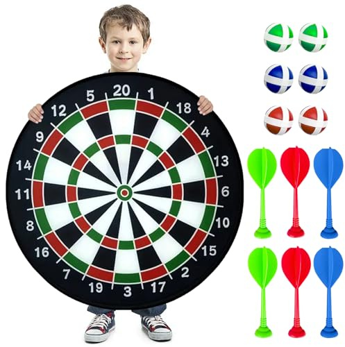66cmDartscheibe Kinder,Doppelseitiges Wurfspiel Kinder, Faltbares Mit 6 Bällen,6 Darts,wurfspiel,Indoor Outdoor Sport Fun Party Geschenk für 4 5 6 7 8 9 10 Jahre Jungen Mädchen