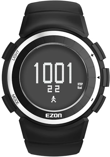 EZON Men’s Pedometer Watch, Waterproof Step Counter Watch with Calories & Stopwatch, EL Backlight, Non-Bluetooth Pedometer for Walking and Daily Exercise