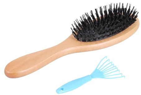 DECOMELODY 1pezzi Pettine Per Massaggi Del Capelluto Spazzola Per in Legno Con Setole Cinghiale Pettine Per Per Pulizia