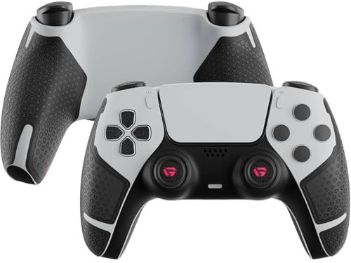 G.S.TAC PS5-Controller-Skin-Set, 20 Stück strukturierte weiche Silikon-Griffaufkleber, rutschfeste, schweißresistente Griffpolster für PS5-Controller mit Trigger-Tastenaufklebern