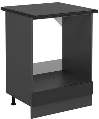 Vicco Herdumbauschrank R-Line, Anthrazit Landhaus, 60 cm | MDF-Front · AP Anthrazit inkl. · Höhenverstellbare Füße · Metallgriffe · Einfache Integration ✓