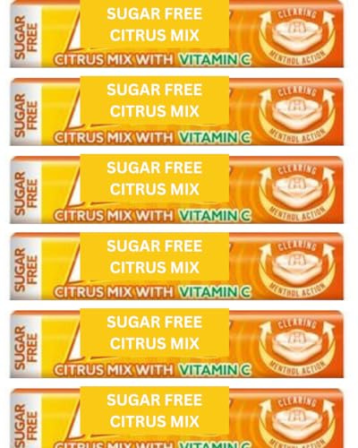 Assorted Citrus Sugar Free Cough Sweets 32g (pack of 6 bars) Soothing Sore Throat Relief