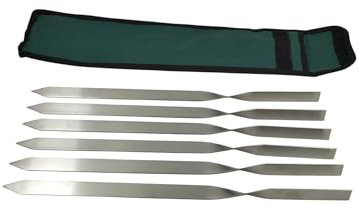 Lula Lulu Tschelo 6 Adana Kebab Brochettes de Gril, Acier Inoxydable Rotatif 90 Degrés, 2 mm d'épaisseur, 40 cm de Longueur, 2 cm de Largeur, Brochettes à Viande avec Sac, Idéal pour les Grils à Gaz