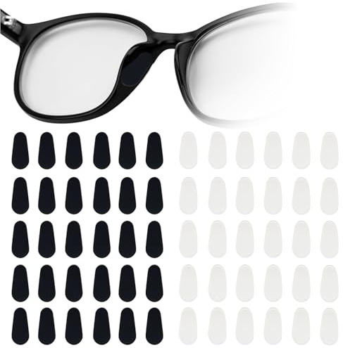 30 Paar Nasenpads Brille Selbstklebend,Anti Rutsch Brillenpads,Brillen Nasen pads Silikon für Vollrahmen Brillen & Sonnenbrillen(1 mm Transparent + Schwarz)