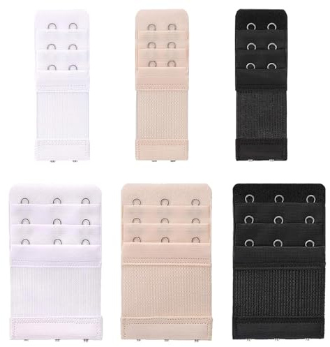 Aestustheri 6-Pack Women's Bra Extender, Soft and Comfortable Bra Strap Extension, Elastic Bra Extenders 3 Hooks & Bra Extenders 2 Hook UK, Stretchy Bra Extensions for Added Comfort