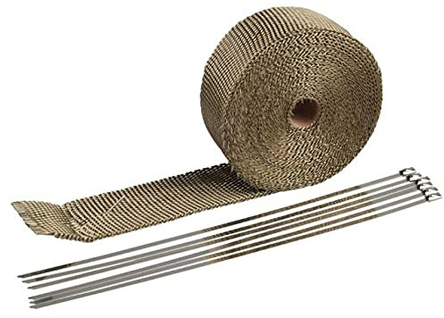 Bande Thermique Echappement 5M rouleau en fibre de verre bouclier thermique moto échappement thermique bande en-tête tuyau enveloppe thermique bande Protection thermique avec des attaches en acier ino