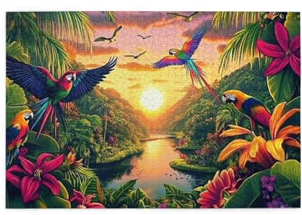 Regenwald Papagei 1000 Teile Puzzle für Erwachsene Holzpuzzles für Erwachsene Geschenke Wohnkultur
