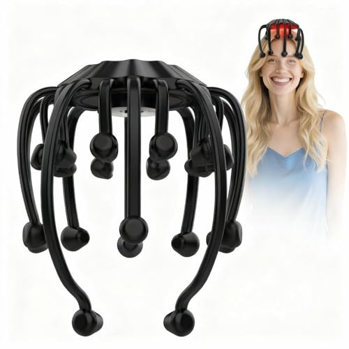 Dgtkayi Electric Scalp Massager, 360° Octopus Head Adjustable Massager Automatic,Multi-Configuration Array Vibrating Nodes,with 5 Modes for Stress Relax, Relief Headaches, Improve Sleep