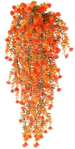 4Pcs Autumn Artificial Hanging Flowers,Autumn Hanging Vine Plant,UV-Resistant Fake Hanging Flowers Plants for Fall Home Garden Indoor Outdoor Decoration Thanksgiving Halloween Decor