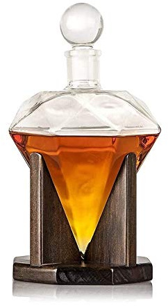 Generico Decanter in Vetro Diamantato, Vetro Borosilicato Senza Piombo, capacità 1000 Ml, Decanter per Liquori E Vino, Regalo Creativo per La Casa