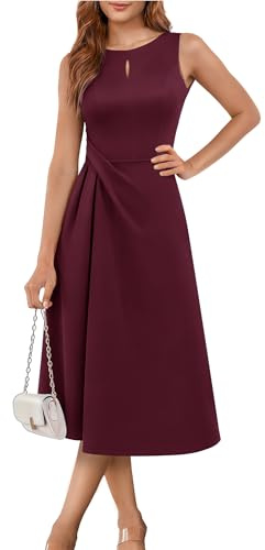 Aupuls Sleeveless Wedding Guest Dresses for Women Formal Cocktail Dress | Back V-neck, chest cut-out, ruched waist with A-line skirt that accentuates your waistline—perfect for all formal occasions
