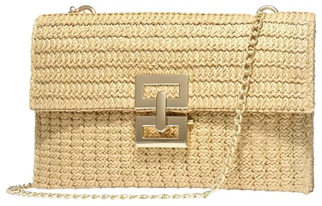 TANMESSO Kleine Stroh-Strandtasche für Damen, Boho, gewebt, Sommer, Abend, Clutch, Crossbody-Tasche, Bast, Schulterhandtasche, aprikose, Small, modisch