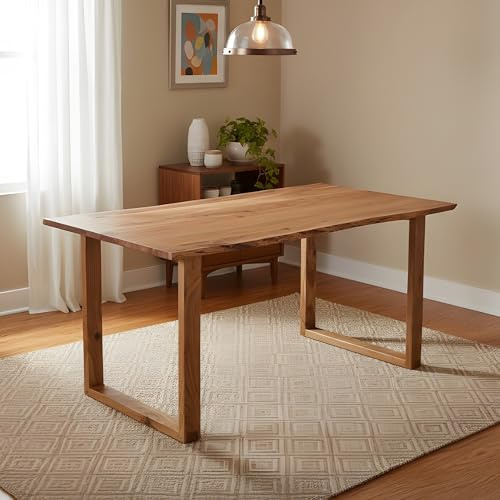 SAM Esstisch Graz 140x80 cm Akazie Natur Baumkante U-Gestell Holz | Baumkantentisch massiv, Akazienholz naturfarben, pflegeleichter Esszimmertisch/Küchentisch