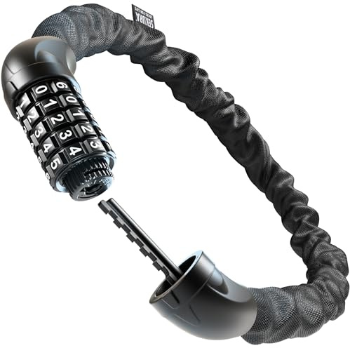 Büchel Sekura Fahrradschloss 90 cm mit 5-Zahlen-Code - Kettenschloss Kinder & Erwachsene mit Großem Zahlenfeld & Nylonbezug - Leichtes Fahrradschloss Hohe Sicherheit aus Gehärtetem Stahl