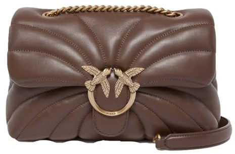 PINKO Pelle borsa a tracolla Love Puff Classic CL Sheep Nappa Quilt Marrone Castano - Antique Gold marrone scuro