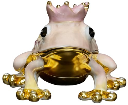 Crown Frog Jewelry Box with Rhinestone Metal Vintage Trinket Storage Box Decorative with Magnetic Latching Keepsake Box for Ring Earrings Necklaces, Gift for Women Girls, Home Decor (Pink)