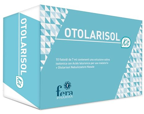 Fera Pharma Otolarisol Kit Nebulizzatore Nasale + 10 Fialoidi da 7 ml - Soluzione Salina Isotonica per Decongestione Nasale, Raffreddore, Sinusite e Rinite Allergica