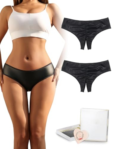ohmydear Women's Sexy Panties Plus Size French Knickers Hollow Out Tanga Briefs Ladies Underwear Cheeky Thongs Black Hot Womens Pants Uk 10-18