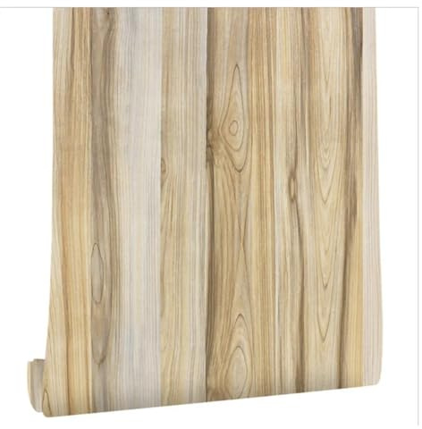 Papel pintado con aspecto de madera Papel tapiz autoadhesivo de vinilo removible con textura madera for puertas armarios cocina(6mx45cm)