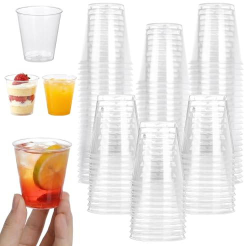 ZEFAN 200 stycken snapsglas plast, 5 cl/50 ml shotburkar, återanvändbara shotglas plast, shotbägare för fester, provsmakning, jul
