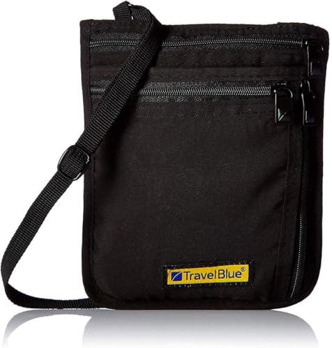 Travel Blue 124 Flache Brusttasche Brustbeutel Schwarz Unisex Enganliegend Wasserdicht Leicht Reisegeldbeutel Sicherheits-geldbeutel zum Sport Reisen Festivals für Damen & Herren maximale Sicherheit