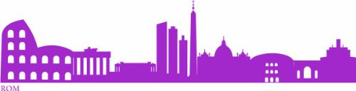 INDIGOS UG - Wandtattoo Wohnzimmer - Wandaufkleber Rom (Italien) 240x56 cm - Flieder e611 Skyline Stadt - Aufkleber Kinderzimmer Schlafzimmer Küche Badezimmer Büro Dekoration