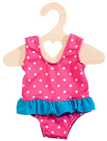Heless 1886 - Badeanzug für Puppen, pink mit weißen Pünktchen, Größe 28 - 35 cm, für Badespaß an heißen Sommertagen