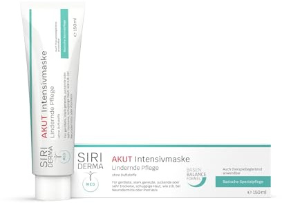 SIRIDERMA AKUT Intensivmaske | Akutpflege mit Zink für sehr trockene oder gereizte Haut | Bei Neurodermitis, Psoriasis (ohne Parfum, 150 ml)