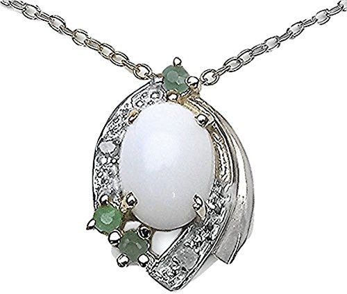 Schmuck-Schmidt-Collier/Kette mit Opal-Smaragd-Anhänger 1,14 Karat-Silber Rhodiniert