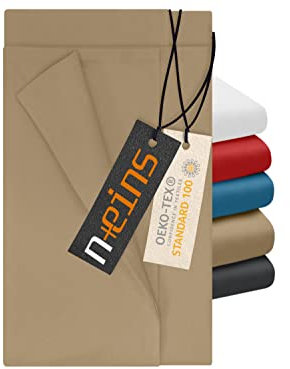 npluseins klassisches Betttuch ohne Gummizug - Einheitsgröße von ca. 150 x 250 cm in 7 Uni-Farben erhältlich, Natur