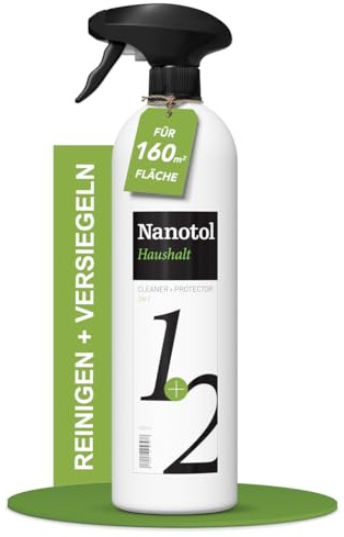 Nanotol Haushalt 1+2 - Hybrid Profi Reiniger mit Easy-to-clean Effekt | Glasreiniger + Nanoversiegelung für Fenster, Möbel, Arbeitsplatten (sehr ergiebig: für 160m²)