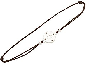 DUR Schmuck Damen Armband Armband Kompassrose Paracord schwarz 925er Silber A1505.SW, Schwarz